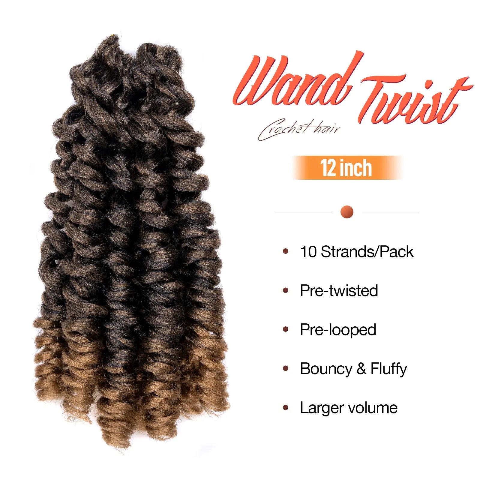 Clearance | Toyotress Wand Twist Crochet Hair | 10-12 Inch Natural Black Pre-twisted Jamaican Bounce Wand Twist Crochet Braids Synthetic Braiding Hair Extensions Toyotress